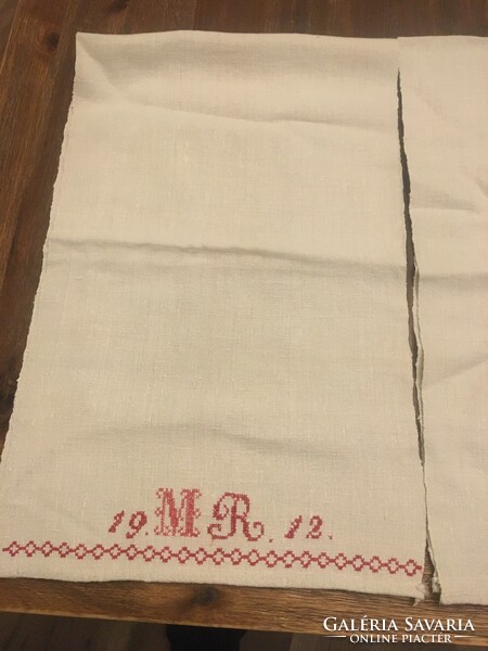 100-year-old home-woven, monogrammed 2 pcs