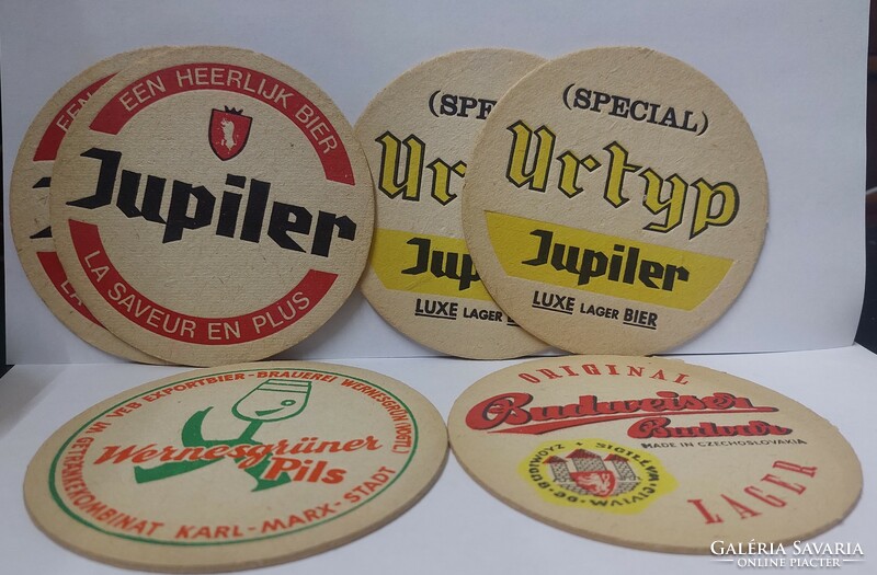 6 beer coasters in one Budweiser, Jupiler, Wernesgrüner