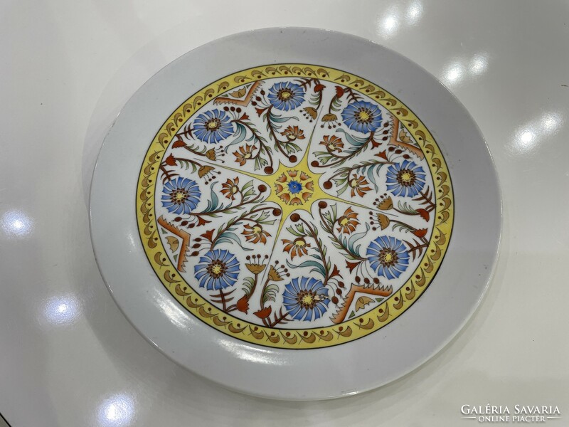 Egyedi festett Zsolnay tányér kistányér dísz modern retro mid century