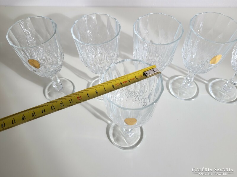 Retro 6 db üveg talpas pohár mid century Olasz üveg boros pohár 200 ml