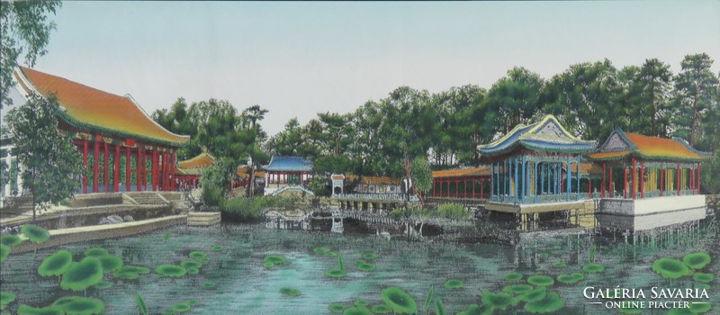 Chinese artist around 1950: lakeside pavilions