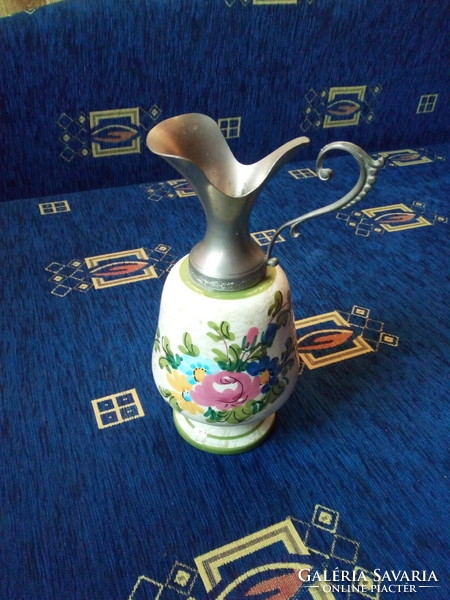 Tuscan ceramic jug with tin lid