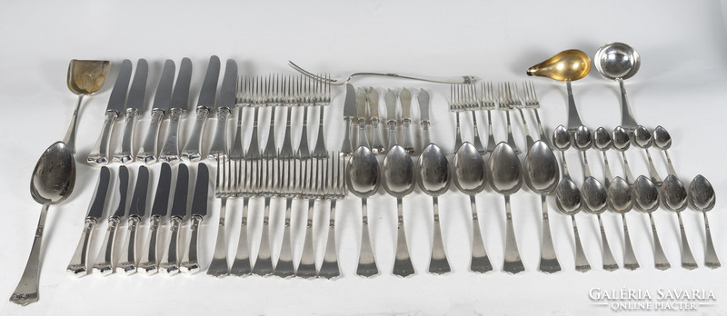 Silver cutlery set for 6 people - with art nouveau decor