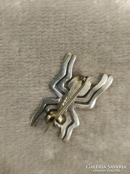 Nazca Peru Spider silver plate badge