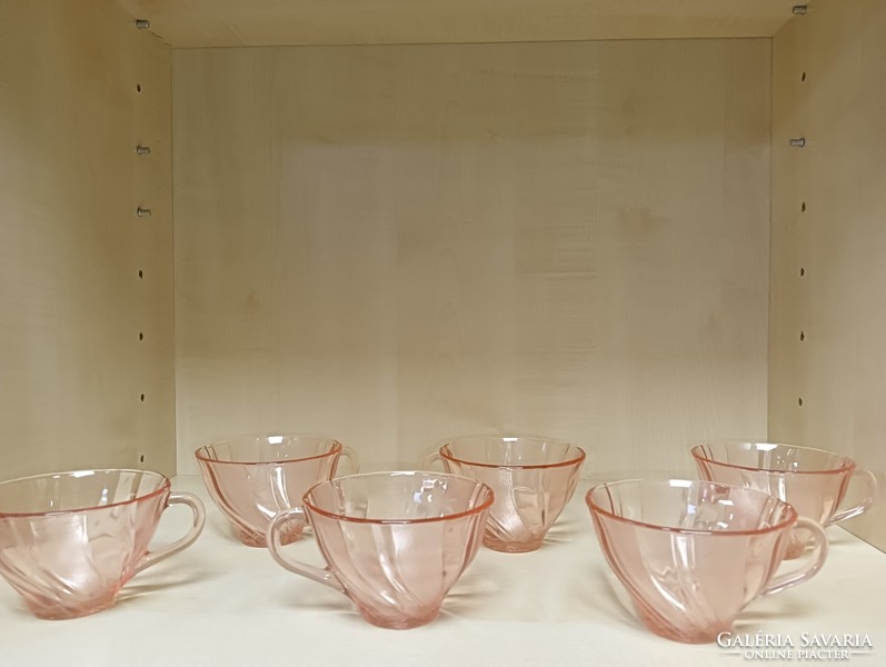 French pink swirl pattern glass cups