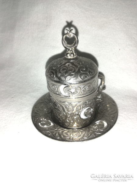 Oriental teapot porcelain cup, silver-colored decorative cup set