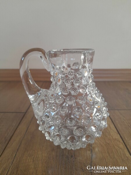 Antique blown glass small jug with a cam