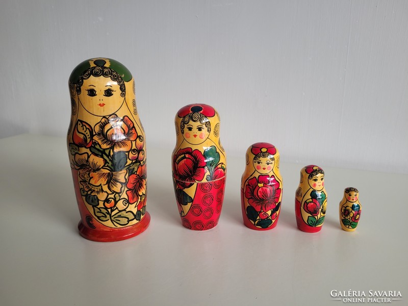 Retro old 5-piece larger size Russian matryoshka doll painted wooden matryoshka doll wooden toy