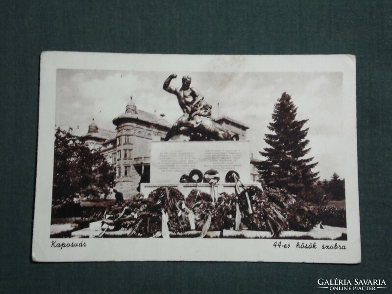 Postcard, kaposvár, statue of heroes, monument