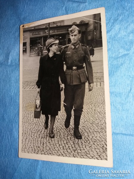 Antique 1942 visiting German soldier walking with his partner photo postcard original according to the pictures