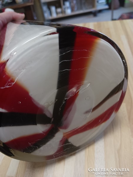 Extra nagy méretű Murànói piros-fekete-fehér üveg vàza