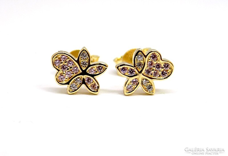 Floral heart gold earrings (zal-au121446)