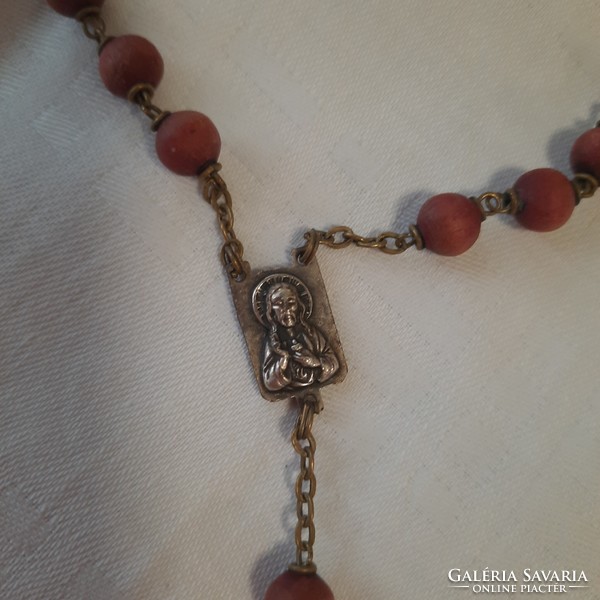 Beautiful antique Italian rosary made of wooden beads
