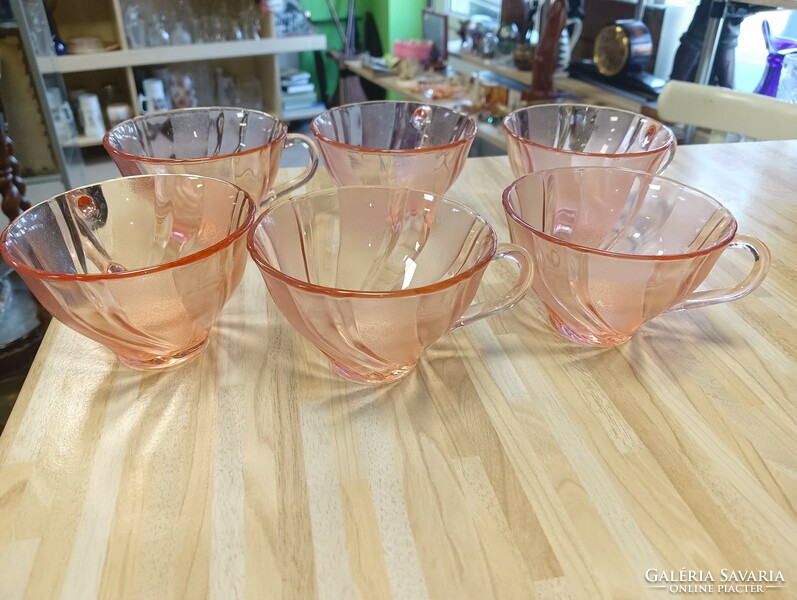 Francia rózsaszín örvény mintàs üveg csészék
