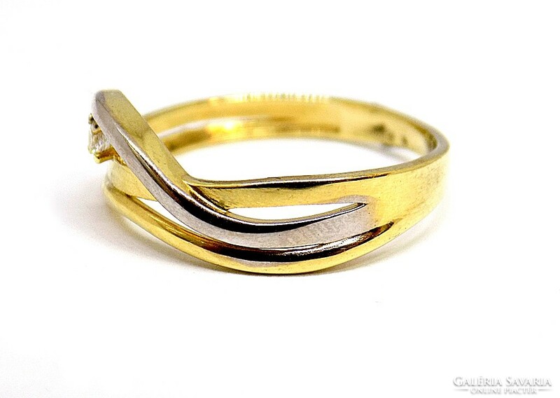 Sárga-fehér arany köves gyűrű (ZAL-Au122894)