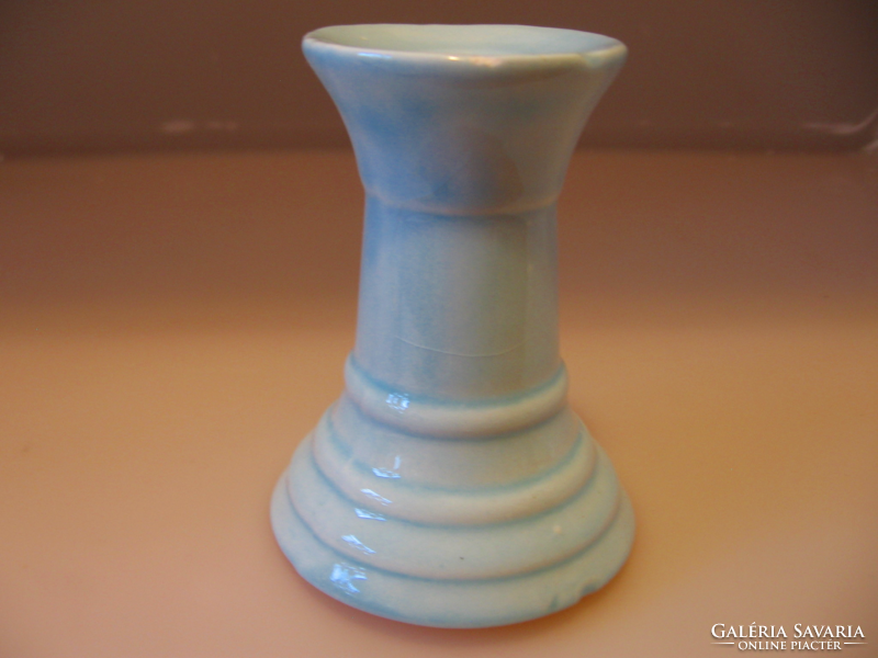 Pale blue ceramic candle holder
