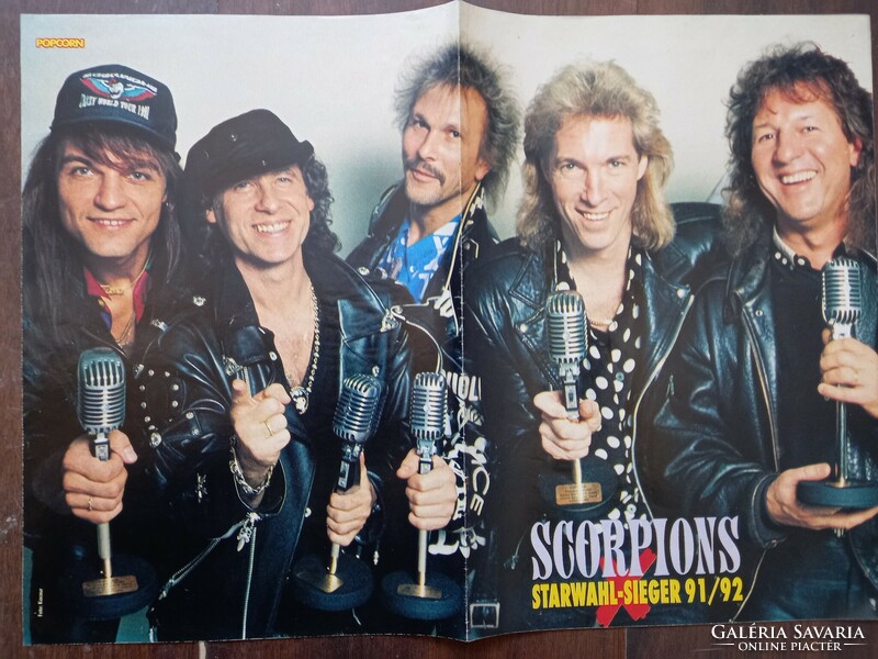Eredeti Popcorn magazin kétoldalas poszter Scorpions / Kevin Costner 29x41 cm