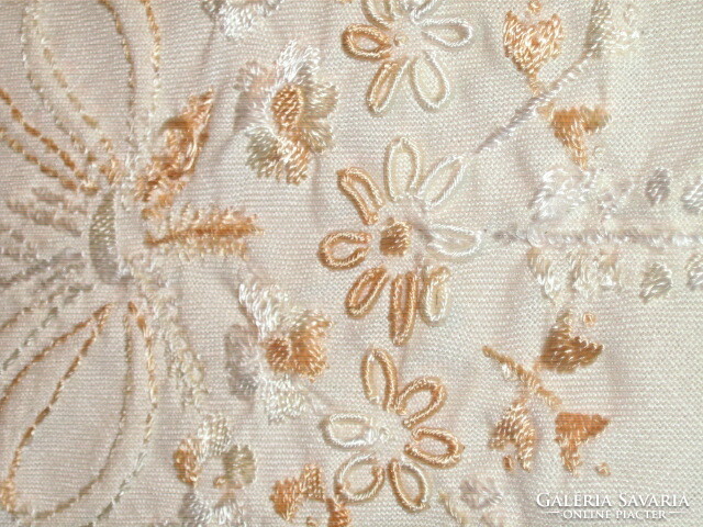 Beautiful elegant burst white hand embroidered azure tablecloth