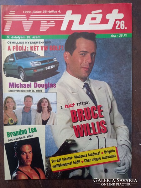 TVR-Hét tévé újság 1993. június 28. - július 4. Címlapon Bruce Willis