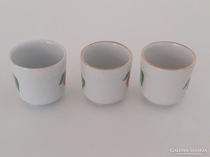 Old 3-piece lowland porcelain brandy glass with a peach pattern