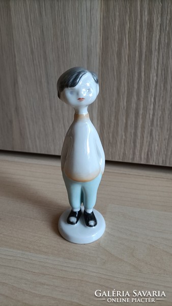 Porcelain boy figurine 1 designed by Aurél Retro Hólloháza Káldor