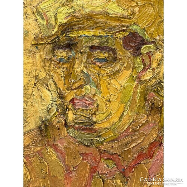 tibor Eisenmayer: portrait of a man with a hat (abstract image on the back)f00489
