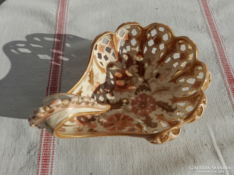 Zsolnay Pomegranate decorated antique decorative ceramic offering, 1880s