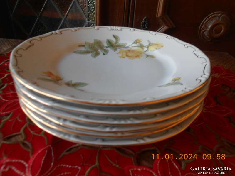 Zsolnay yellow rose pattern flat plate