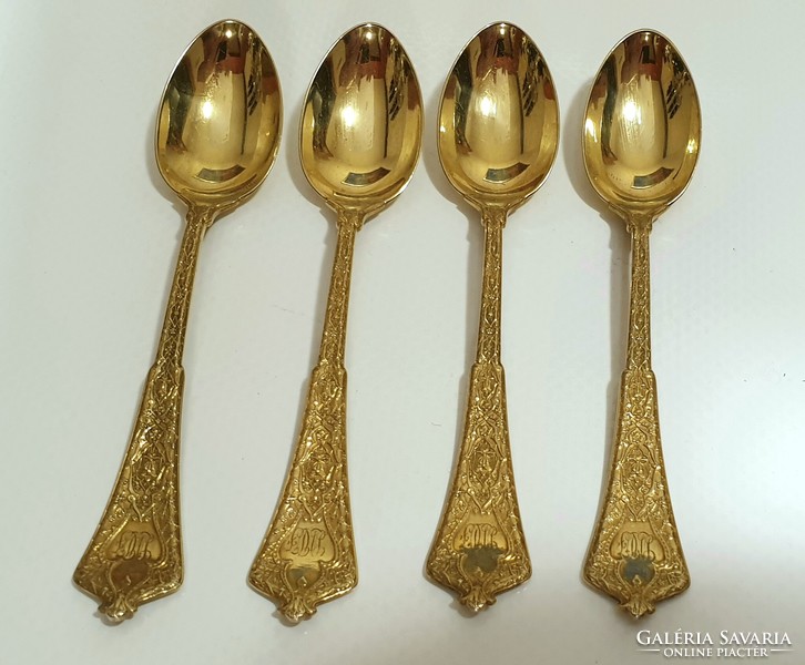 Gold-plated silver (925) Tiffany 12-person coffee spoon set from 1878!