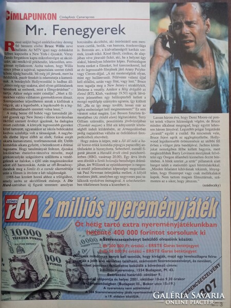 Színes RTV tévé újság 2001. október 8-14. Címlapon Bruce Willis