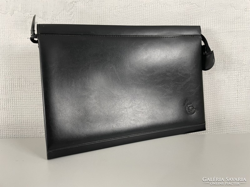 Savings cooperative - zippered faux leather file holder - black color (3)