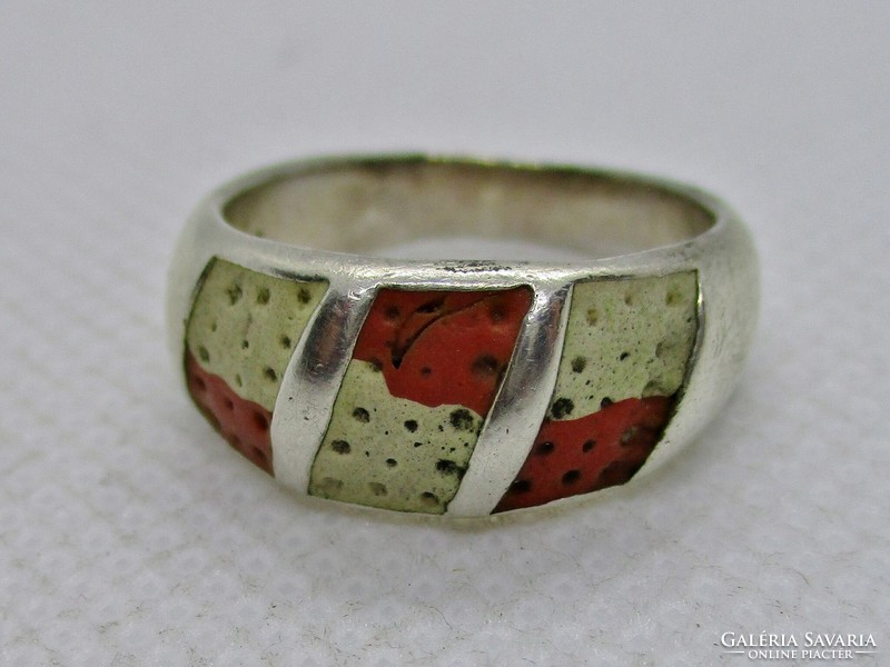 Szép kis kézműves zománcos ezüst gyűrű