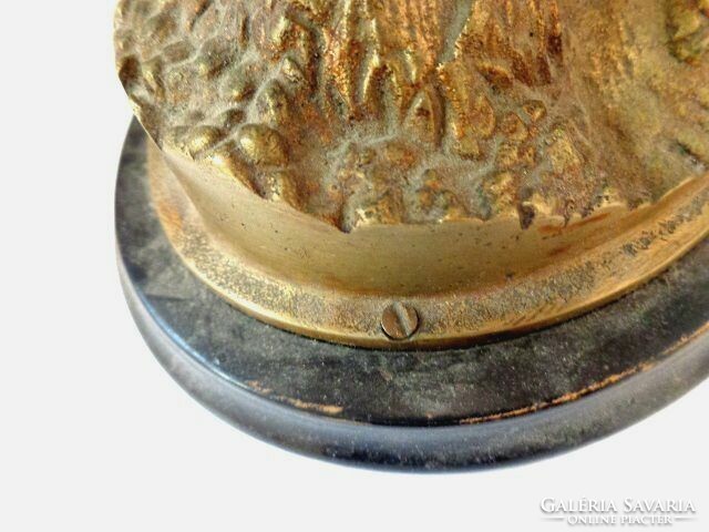 Copper turul statue, ornament, on an oval base