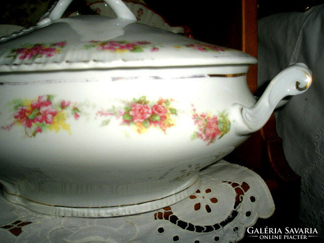 Antique serving set: soup bowl + sauce pourer + salt shaker - art&decoration