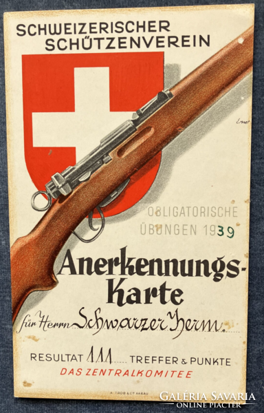 Swiss compulsory marksmanship certificate from 1939