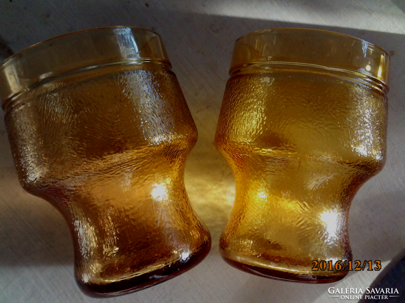 2 retro borostyán üveg  pohár