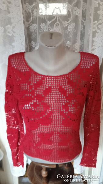 Hand crocheted red hoodie in very good condition
