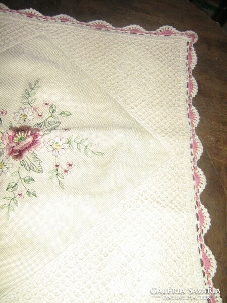 Wonderful handmade crochet floral decorative pillow