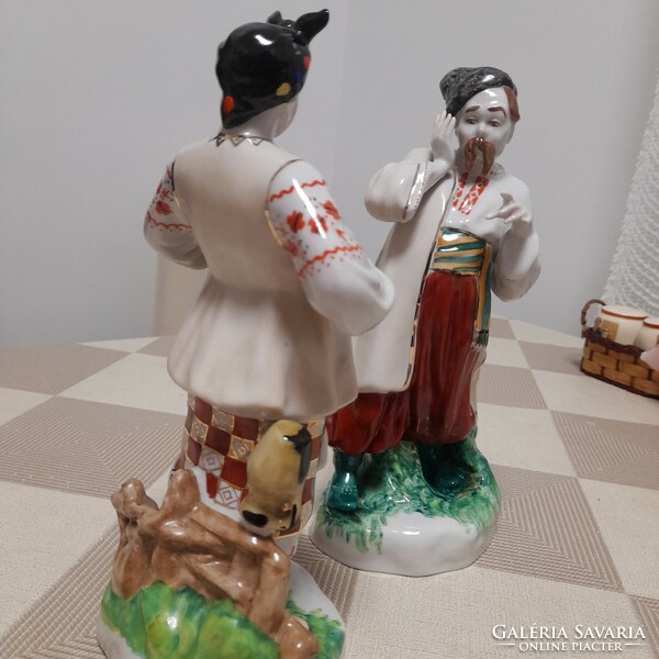 Kijei porcelain couple dressed in folk costume