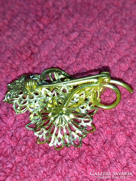 Vintage old retro women's badge pin brooch copper flower from the 1960s
