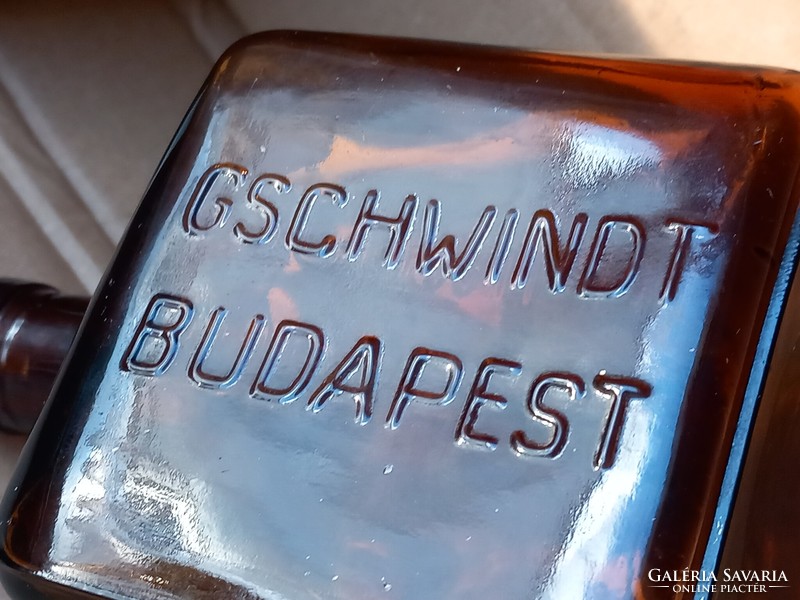 Curacao triple sec vintage glass with inscription Gschwindt Budapest