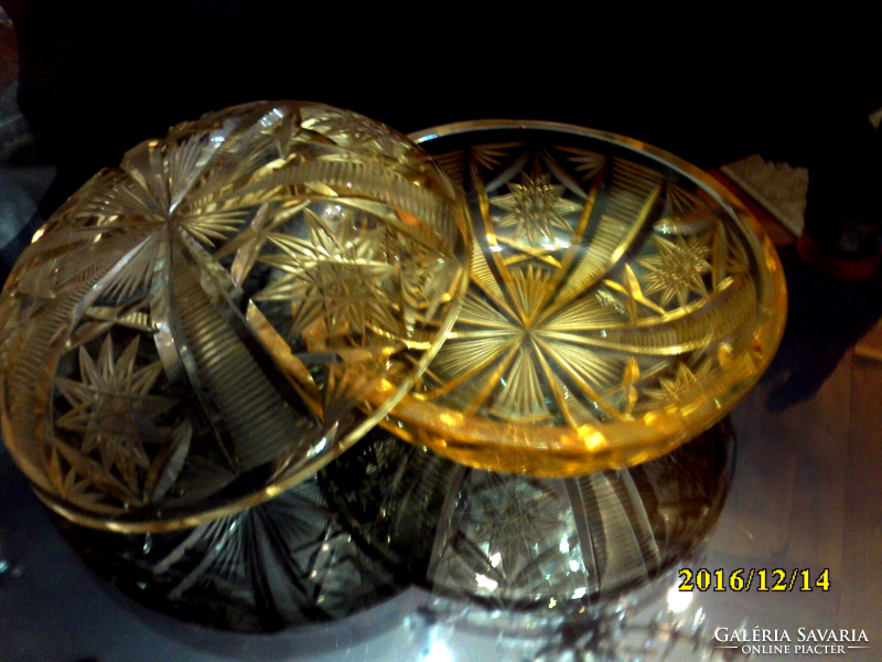 2 Old amber crystal bowls