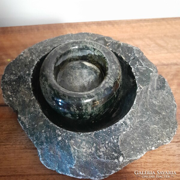 Lighter set copper granite ashtray antique