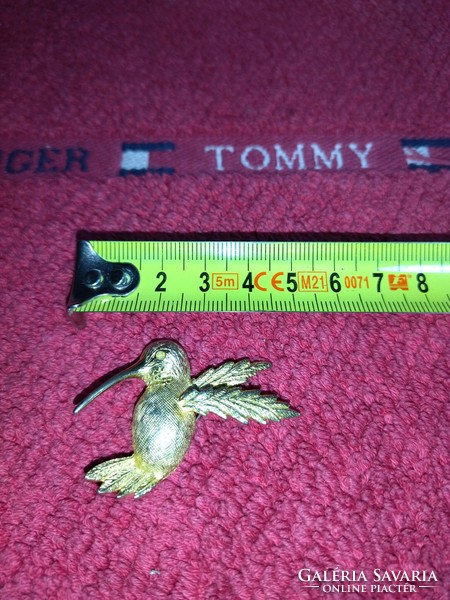 Vintage old retro women's badge pin brooch copper hummingbird hummingbird from the 1960s
