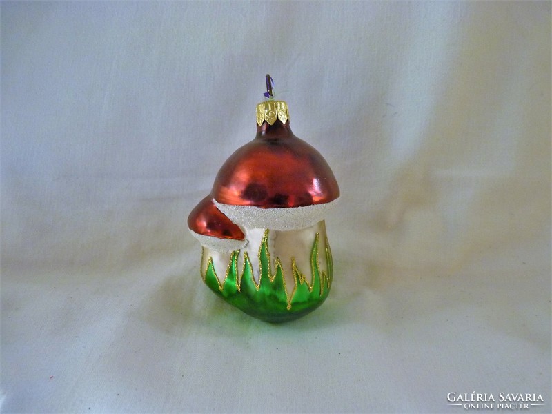 Retro-style glass Christmas tree decoration - mushroom - with 
