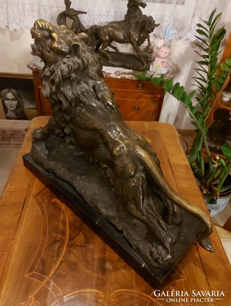 Antik hatalmas meseszép bronz oroszlán szobor!