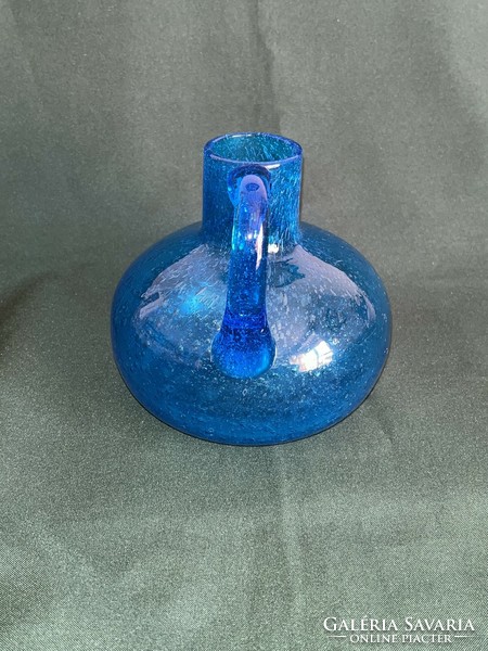 Blue bubble glass jug 14 cm (u0005)