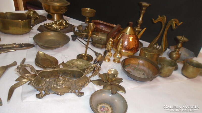 Old and antique copper items for sale together, 36 pieces