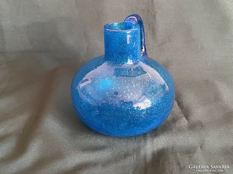 Kék színű buborékos üveg kancsó 14 cm (U0005)