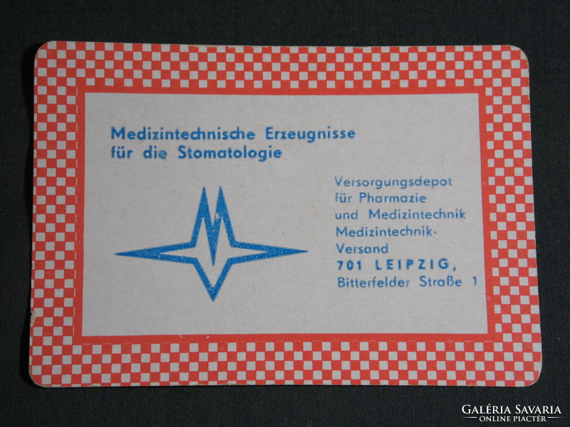Kártyanaptár, Németország, Lipcse,gyógyszertári, fogászati orvostechnológiai termékek,1975,   (5)
